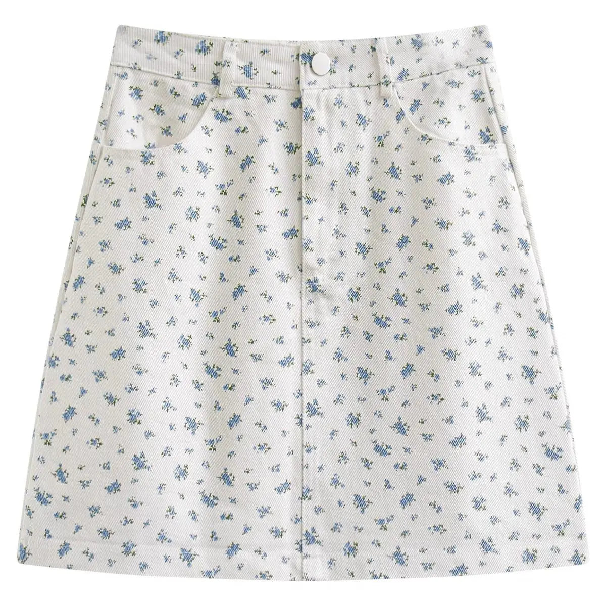 Floral Skirts Women Denim Mini A-line Sweet High Waist Korean Fashion Age-reducing Summer Lovely Girls Tender Temperament Ins