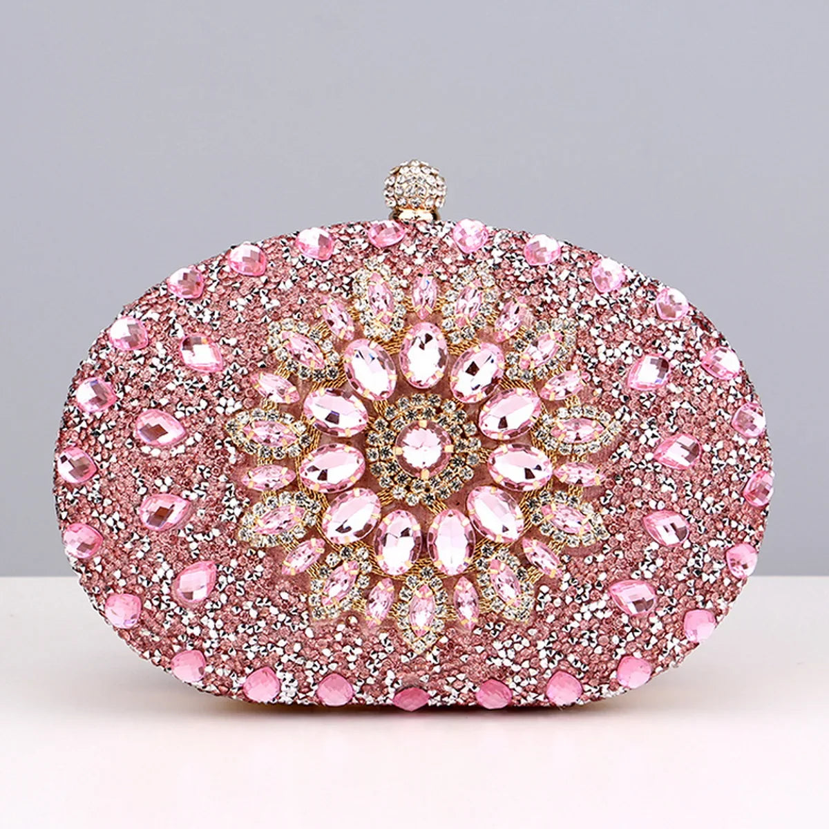 Flower Rhinestones Evening Bags Metal Prom Clutch Diamonds Clutch With Chain Shoulder Handbags Wedding Female Purse