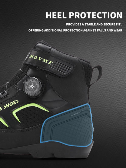 Motorcycle Riding Shoes Men's Breathable Leather Boots Casual Comfortable Slip-On Ankle Boots for Urban Cycling