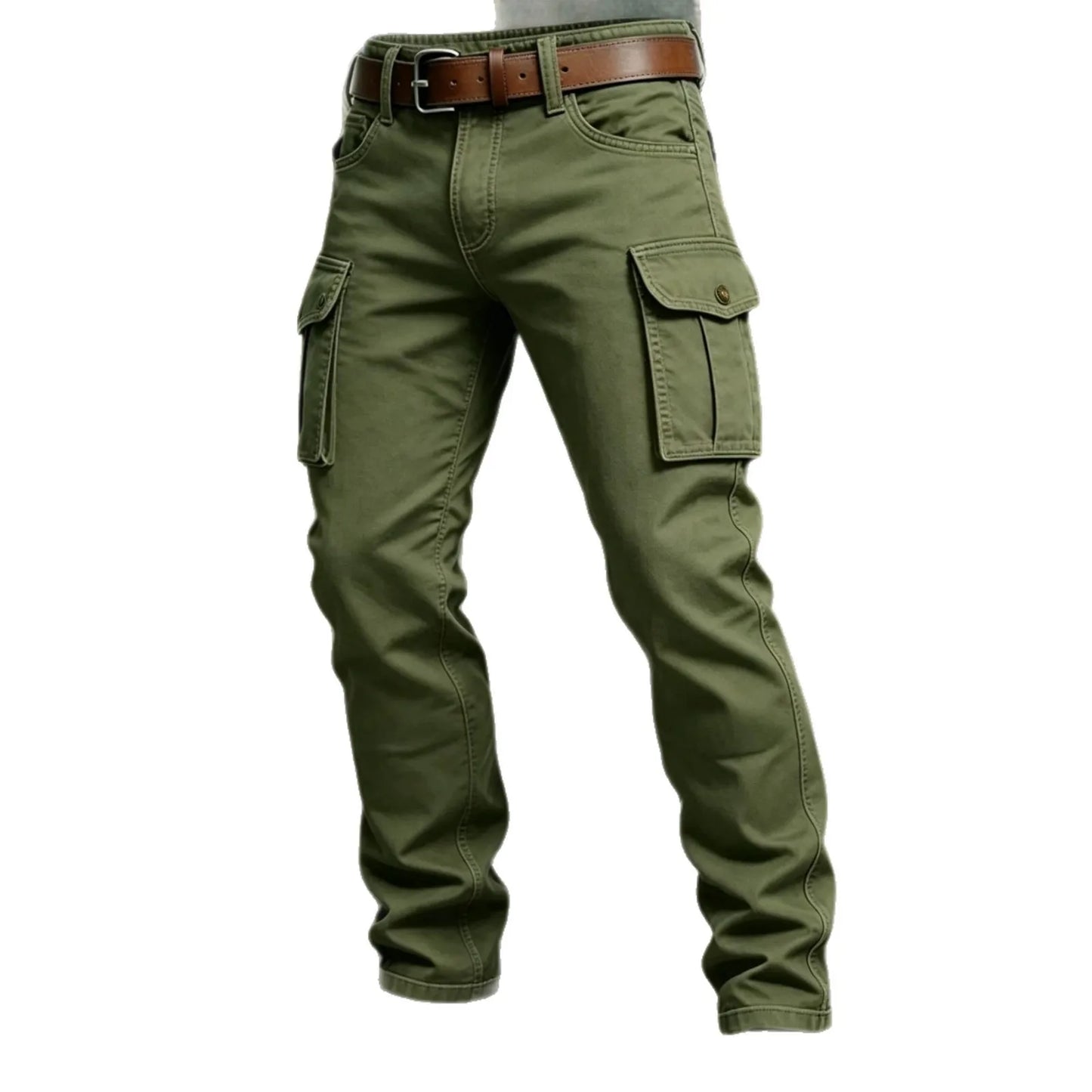 2026 New Large Pocket Loose Overalls Men's Outdoor Sports Jogging Tactical Pants Elastic Waist Pure Cotton Casual Work Pants