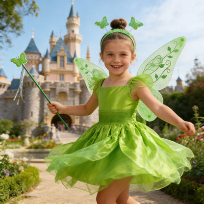 Girls Flower Fairy Dress Up Kids Princess Dress With Wings Halloween Princess Costume Elves Party Tinkerbell Tinker Bell Dress