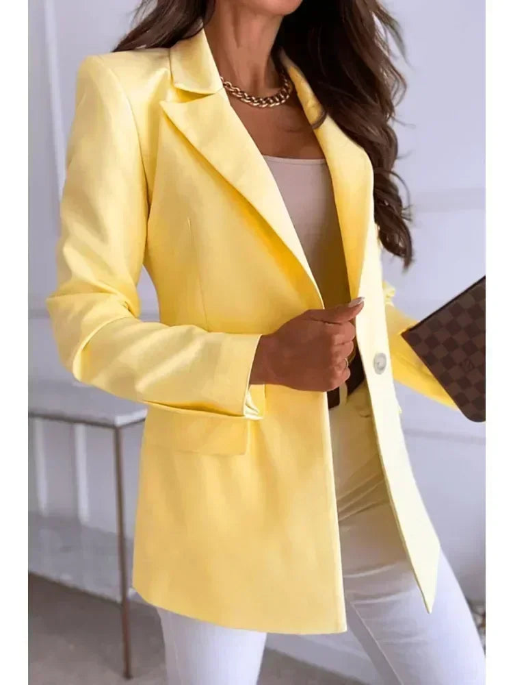 Women's S-2XL Plus Size New Style Temperament Long Sleeve Slim Fit Single Button Solid Coat Small Suit