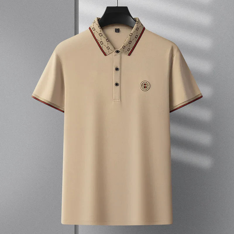 2025 New Summer Men's Business Leisure High end Fashion Boutique Embroidery Original Design Top Short sleeved Polo Shirt