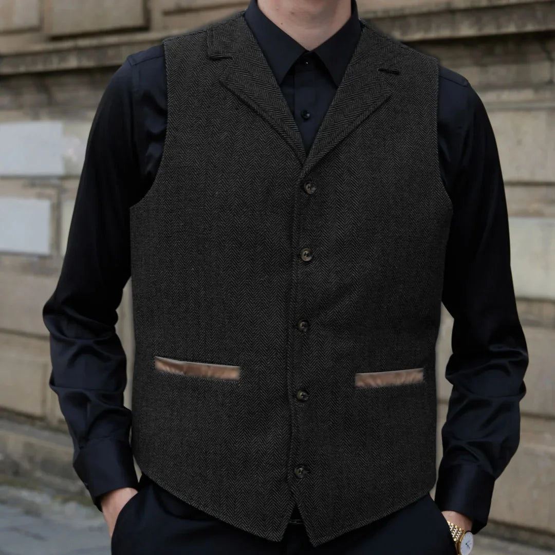 Men Vest Gray Blue With Lapel Single Button Waistcoat For Wedding Birthday Formal Business Casual Banquet Daily Men Suit Vest