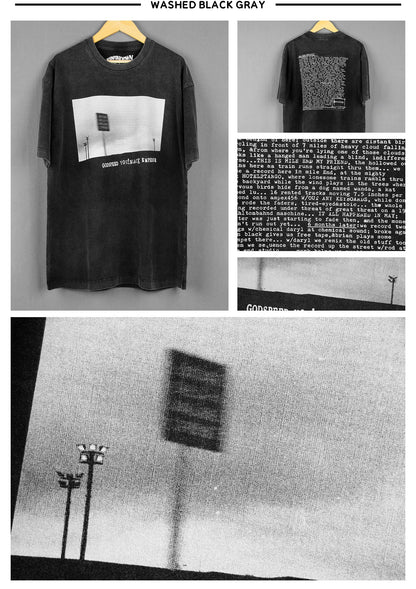 Black Emperor T-Shirt Post Rock Band Sigur Ros Men Washed Long Short Sleeves Men's Clothing Short Sleeves Cotton Print Shirt