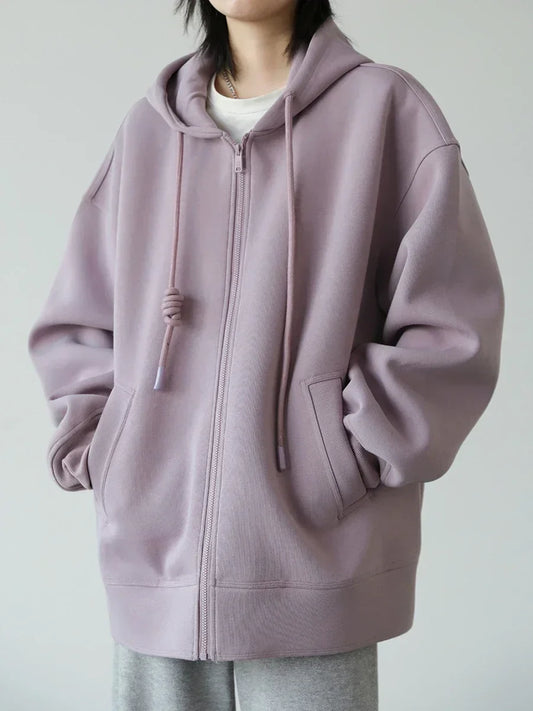 Women Sweatshirts Hoodies Solid Loose Casual Hooded Female Tops Lady Coat Medium Length Overcoat Spring Autumn 2025