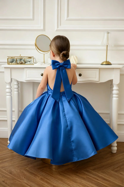 Satin Flower Girl Dress Mini Bridal Wedding Dress Kids Ball Gown 1st Communion Frock Pageant Gown Vestidos De Noiva Customized