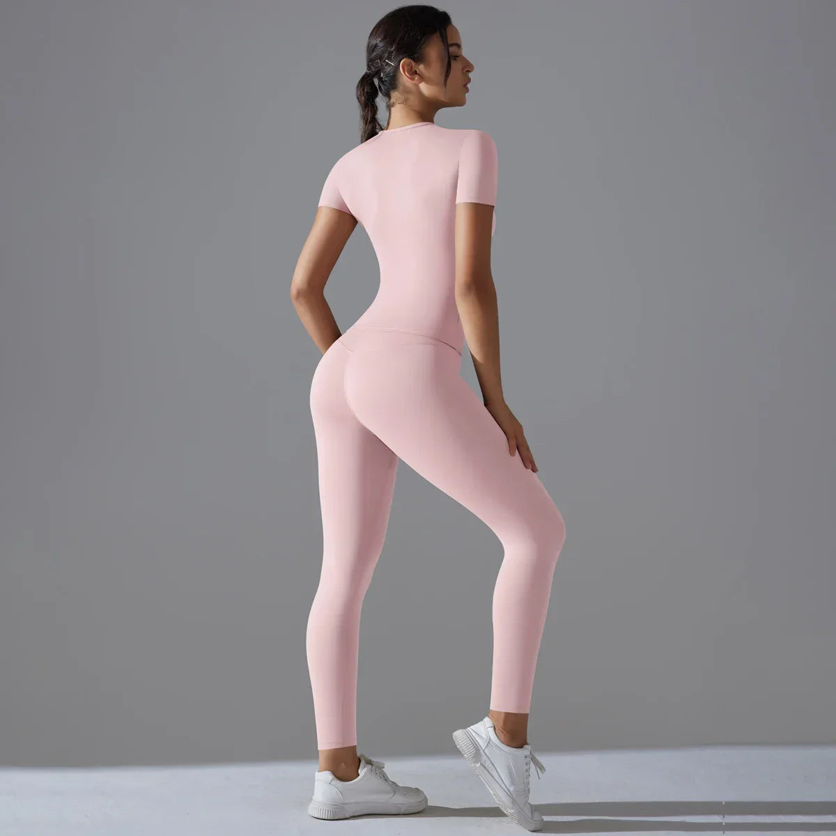 Quick-Drying Gym Leggings Set Yoga Suit Sports Set Sleeve Breathable Stretchy GYM Yoga Slim Fitness Active Top Tight Yoga Pant