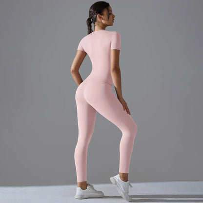 Quick-Drying Gym Leggings Set Yoga Suit Sports Set Sleeve Breathable Stretchy GYM Yoga Slim Fitness Active Top Tight Yoga Pant
