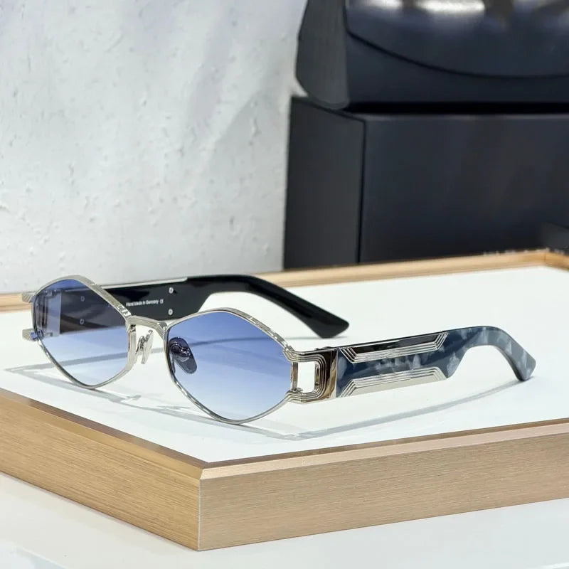 The Drive II Germany Sunglasses Irregular Oval Alloy Designer Acetate UV400 High Quality Fashion Street Classcial with Case