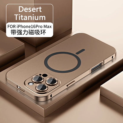 Aluminum Metal Frame Magnetic Case For iPhone 13 12 14 15 16 17 Pro Max For Magsafe Wireless Charging Lens Film PC Back Panel