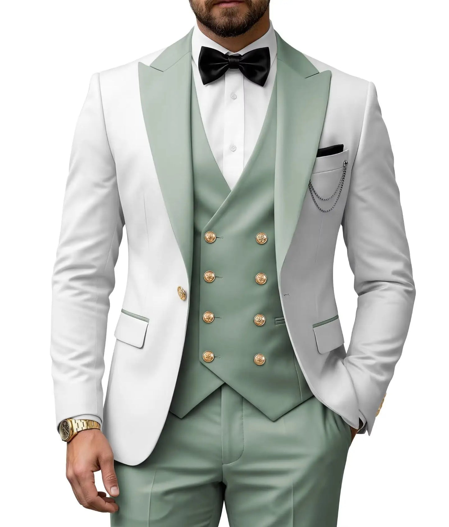 Men's 3 Piece Tuxedo Slim Fit for Men Tuxedo Suit Double Breasted  for Wedding Groom Business Tuxedos
