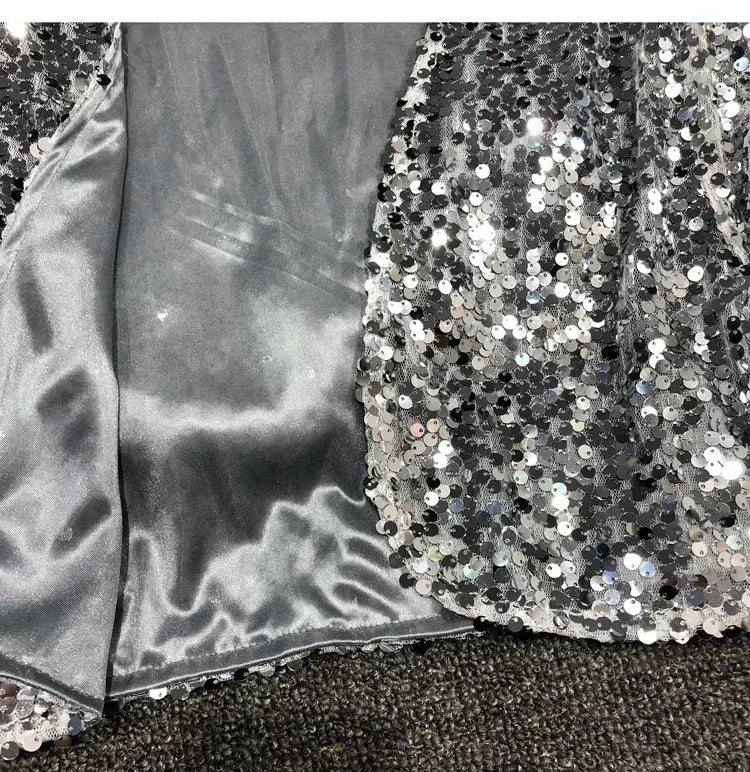 Street Fashion Joker Short Edition Sequins Small Suit Sparkling Bead Piece Suit Small Jacket Tank Top Jazz Dance Performance