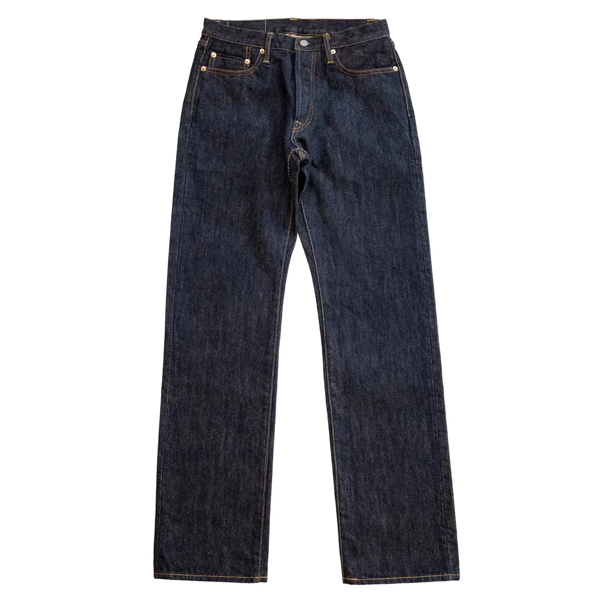 21oz Selvedge Denim Straight Cut Jeans Indigo Rugged Style Men Pants