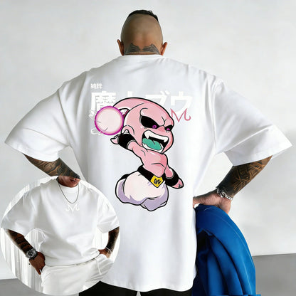 2026 New Dragon Ball Anime Cotton T-shirt Summer New Majin Buu Printed Men's and Women's Street Hip Hop Casual Short Sleeve Top