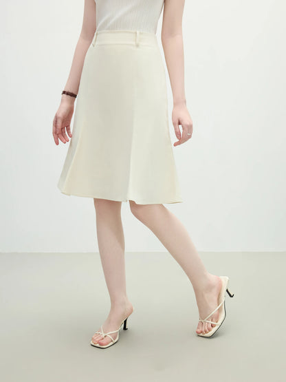 White Mermaid A-Line Skirt 2025 Summer High-Waisted Office Evening Chiffon Tailored Elegance Casual Loose Skirts 25FS12166