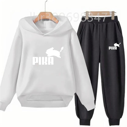 Children's Suit Hoodies Top+Bottom Girls Pink Boy Black Age 3-12 Coat Casual Toddler Sweatshirt Little White Rabbit Clothing