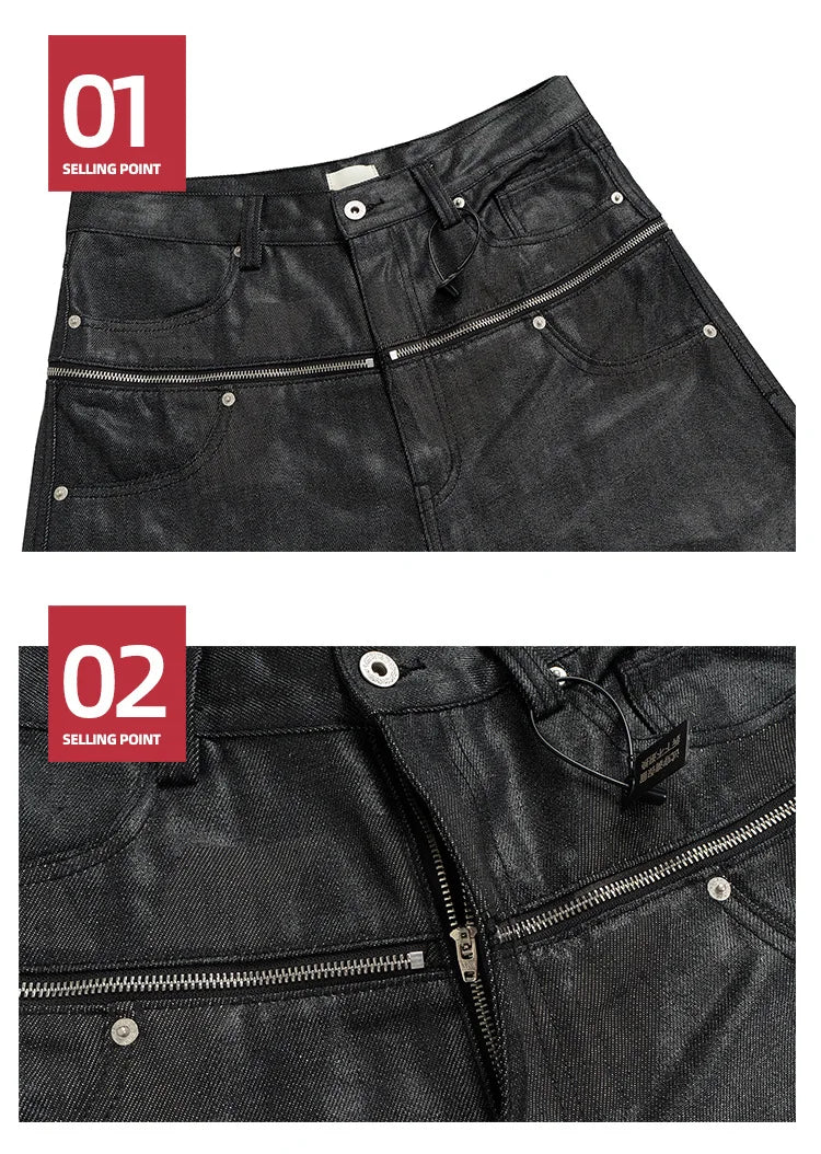 Unisex Brush Wax Zipper Original Cow Jeans Men's and Women's Denim Pants ZJ117