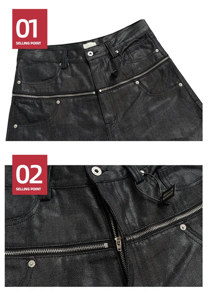 Unisex Brush Wax Zipper Original Cow Jeans Men's and Women's Denim Pants ZJ117