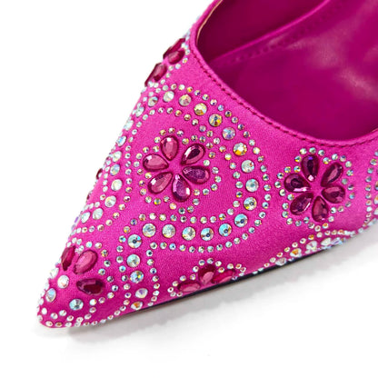 2024 Elegant Rhinestone Pointed-Toe Pumps With Matching Bag Set Large Capacity Bag for Women's Party High Heels