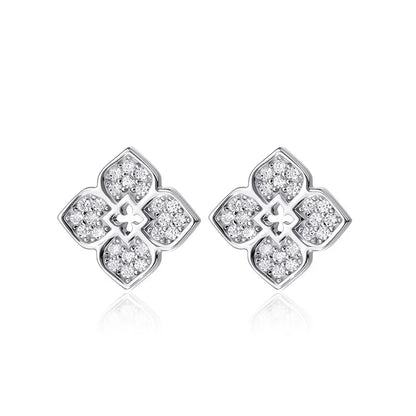 Each 0.9mm Full Moissanite Stud Earrings for Women Flower Classic Girl Earring Lab Diamond 925 Sterling Silver Jewelry