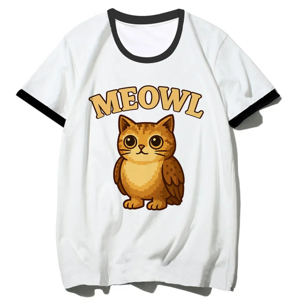 Meowl t-shirt girl 2000s Digital Retro korean clothes Classic Gothic shirt 2000s hip hop Graphic Grunge Pop Culture aesthetic