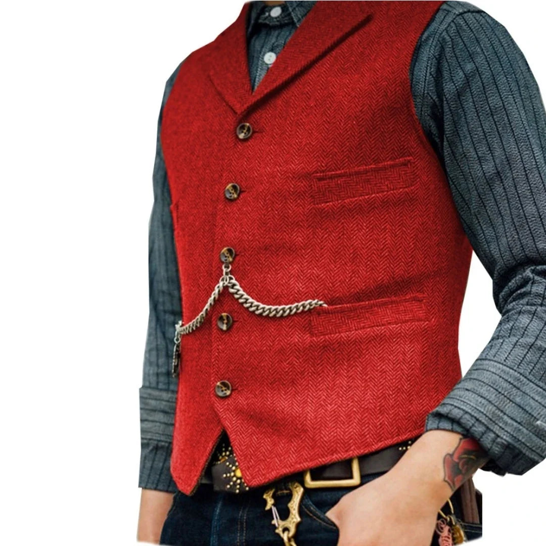 Business Waistcoat Jacket Casual Slim Fit Gilet Homme Vests for Groosmen Man Wedding Men's Suit Vest Brown Wedding Wool Tweed