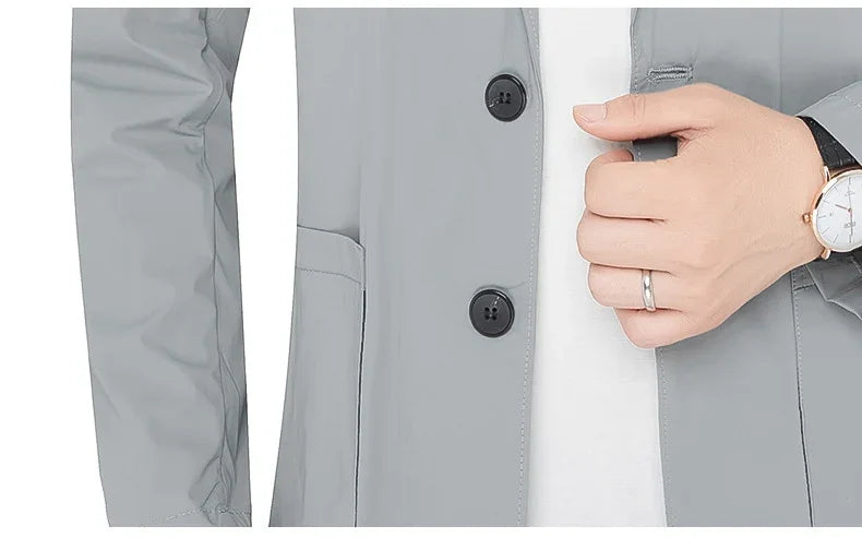 Brand Summer Men Blazers Gray Solid Color Thin Anti Wrinkle Quick Drying Soft Business Suit Blazer Jacket for Man