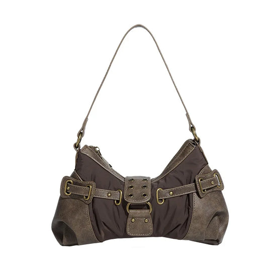 Vintage Rivet Armpit Bag Small PU Leather Shoulder Bags for Women Handbag Female Luxury Design Ladies Hand Bags Bolsa