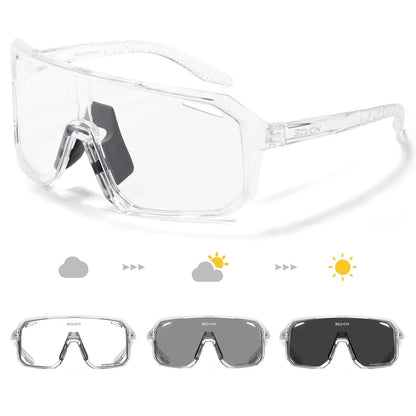 Scvcn New Men's UV400 Photochromic Cycling Sunglasses Women Sports Running Eyewear for Men Glasses Road Bike Bicycle Goggles