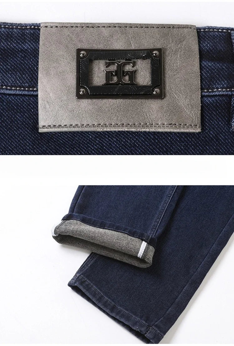 New Men's Comfortable Soft Business Fashion Straight Casual Denim Trousers Male Brand Clothing Light Luxury Stretch Slim Jeans