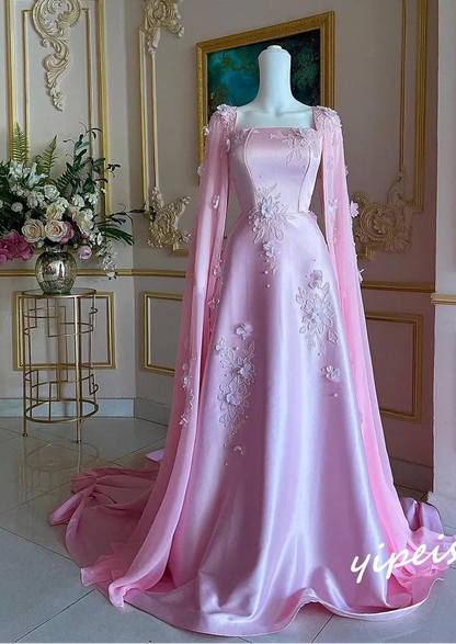 Customized Prom Dress Yipeisha Exquisite Square A-line  Dresses Flower s Выпускное Платье Vestido Largo Robe Longue