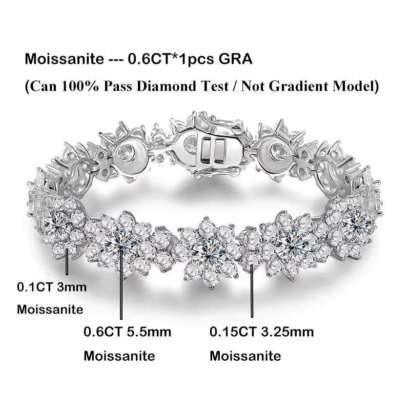 Luxury Sunflower 2.8-5.8cttw Full D Color Moissanite Drop Earrings for Women S925 GRA Certified Diamond Tassel Earring Gift