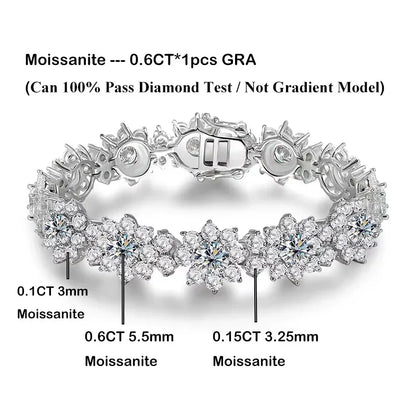 Luxury Sunflower 2.8-5.8cttw Full D Color Moissanite Drop Earrings for Women S925 GRA Certified Diamond Tassel Earring Gift