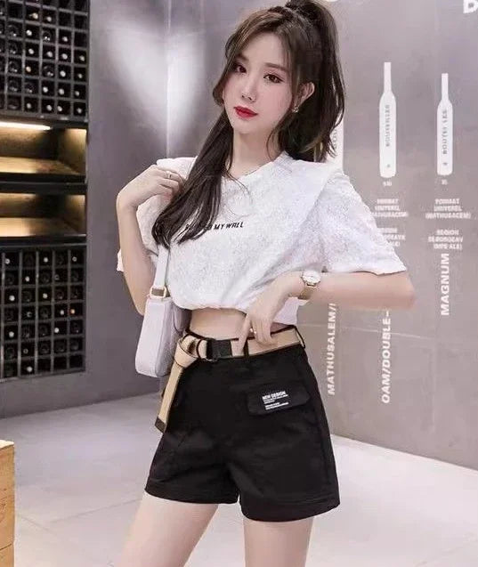 High Waist Shorts for Women Korean Style Cotton Short Pants Woman Design Trend 2025 Fashion Clothing XL Outfits Youthful Jorts