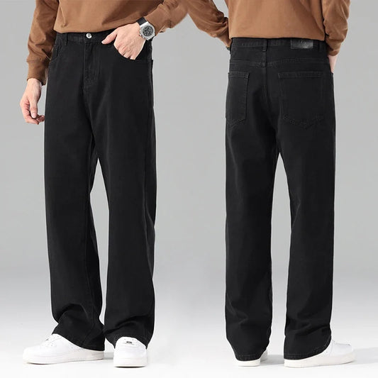 New Autumn Jeans Men Black Casual Baggy Trousers Classic Straight Comfortable Wide Denim Trousers Male Brand Clothing