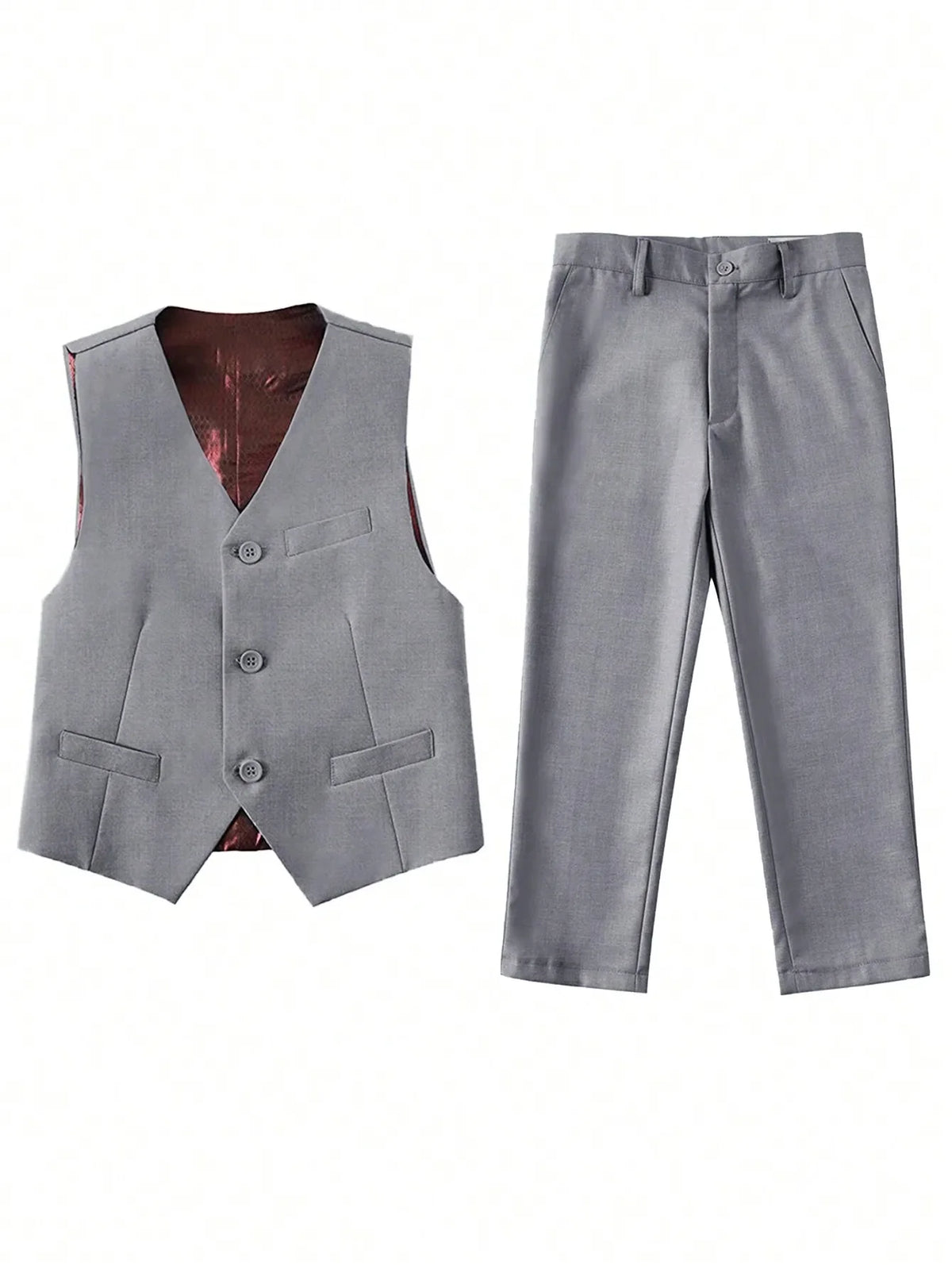 4pcs/set Boys' Suit Set With Pants, Vest, Shirt And Tie School Uniforms