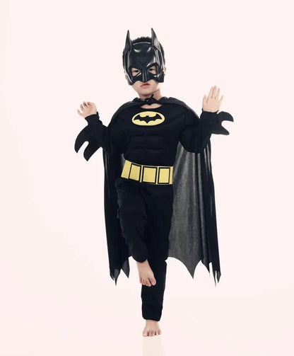 Boy Girl Bat Cosplay Jumpsuit Hero Costume Suit with Cape Mask Men Superhero Wayne Cosplay High quality Halloween Carnival Party