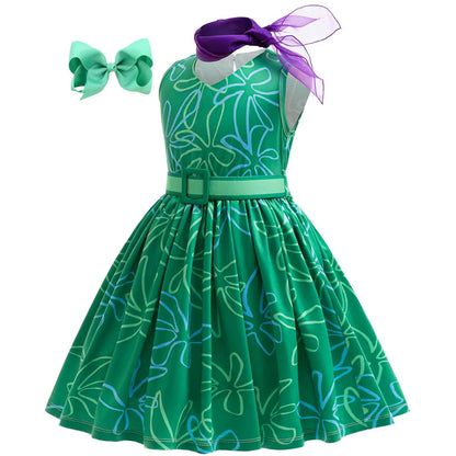 Girls Inside Out Disgust Cosplay Halloween Costumes Birthday Party Dresses Children's Role-playing Christmas Carnival Clothing
