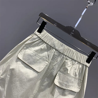 Vintage Skirts for Women American Fashion High Waist Back Slit Cargo Skirt Streetwear All-match Pockets Trendy Harajuku Chic New