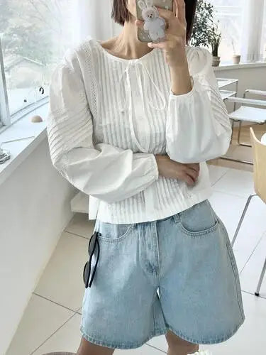 New 2024 Summer Denim Shorts For Women High Waist Sky Blue Color Wide Leg Loose Buttons Streetwear Loose Jean Shorts Women