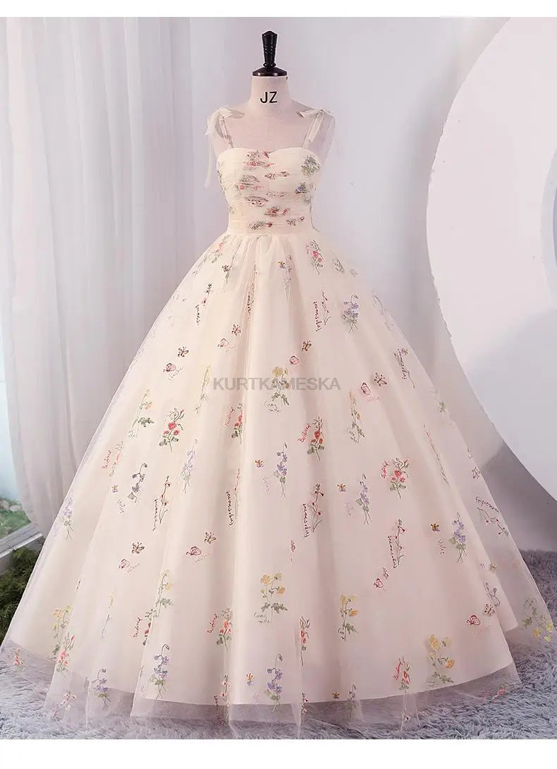 Luxury Floral Embroidery Long Prom Evening Wedding Shooting Dresses Women 2025 Summer Party Formal Occasions Reception Dress