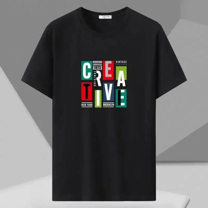 Men T-shirt Printed Tee Plus Size 110-180kg 5XL 6XL 7XL Black T Shirts Round Neck Short Sleeve Oversized Tops Big Size Clothing