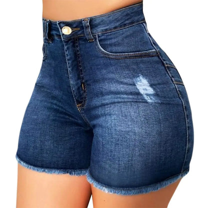 2025 New Summer Womens Jeans Shorts Jeans Short Length High Waisted Broken Denim Shorts Ripped Jeans High Waisted Hotpant Shorts