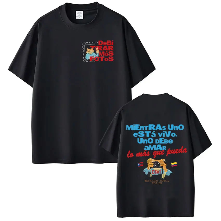 Rapper Bad Bunny T-shirt Debi Tirar Mas Fotos DTMF Tour T Shirts Men's Women Clothing Fashion Hip Hop Vintage T-shirt Streetwear