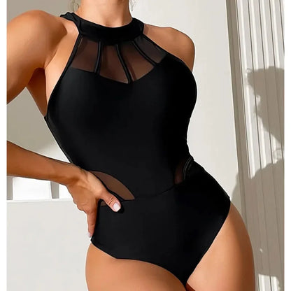 Sexy Net One Piece Swimsuit Women's Closed Swimwear 2026 New Push Up Swimming Wear Bodysuit Bathing Suit Beachwear Pool Bather