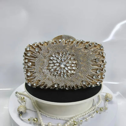 New Rhinestone Clutch Purse Women Elegant Wedding Party Bride Bag Prom Evening Handbag Sparkly Crystal Diamond Birthday Gift