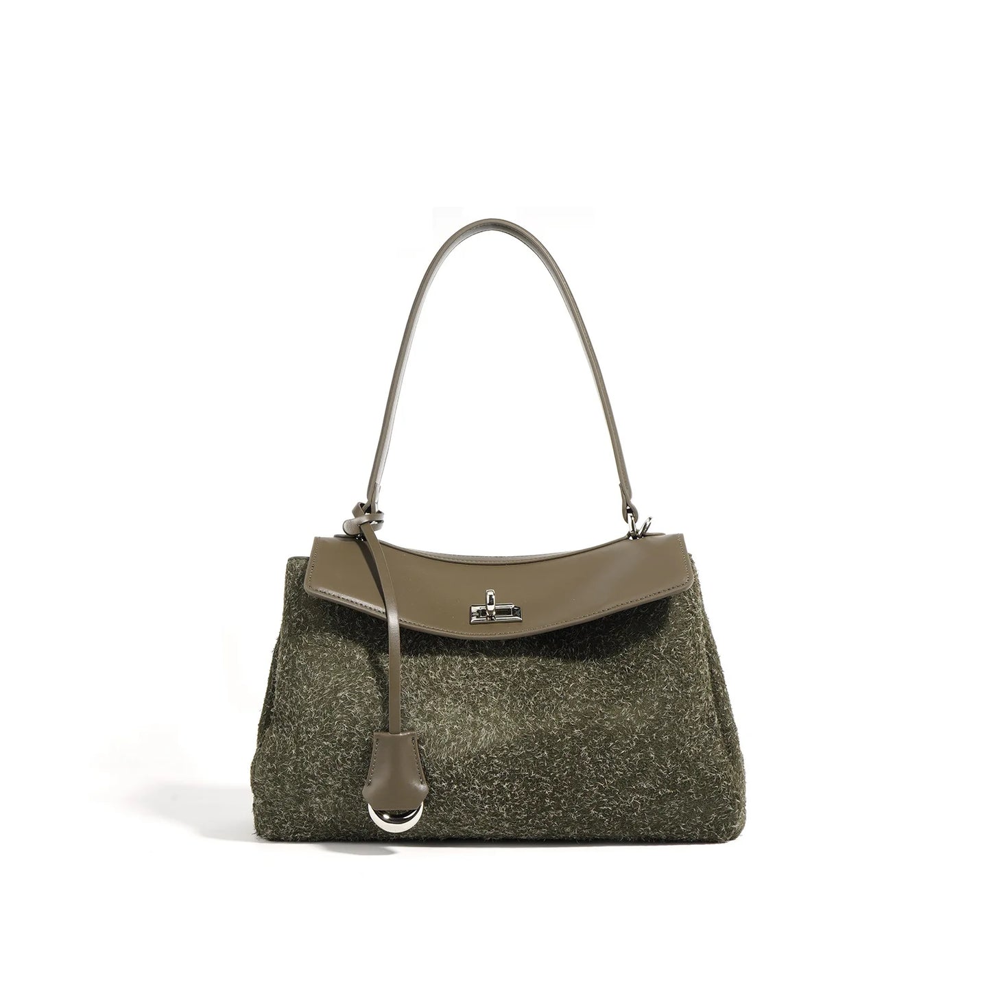 New Split Cow Leather Women's Faux Suede Bag Autumn Winter Underarm Bag for Lady Shoulder Crossbody Bag