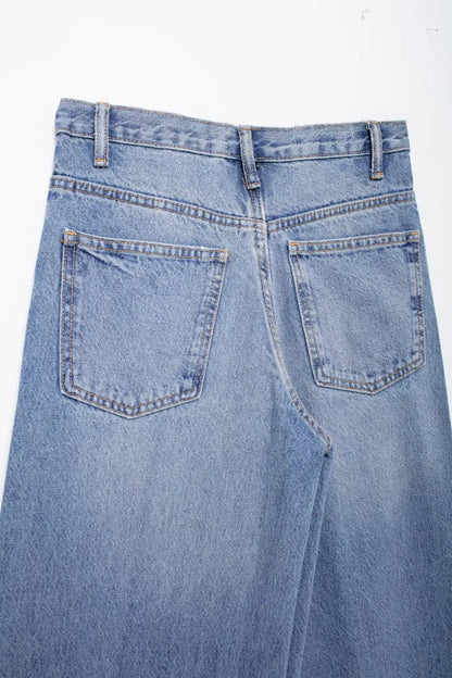 Women Fashion Denim Solid Straight Pants Jeans High Waist Full Length Casual Female Chic Lady Trousers
