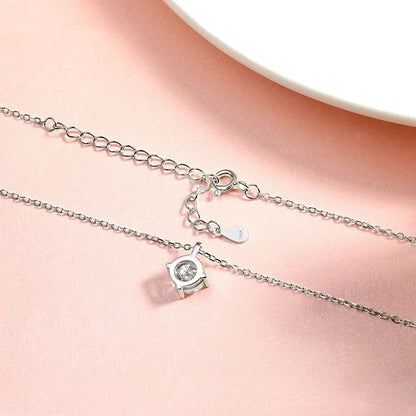 0.3-3CT D Color Moissanite Necklace for Women Classic 4-claws Pendant Sparkling S925 Sterling Silver Lab Diamond Chain